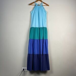 Johnny Was Sleeveless Maxi Dress XS Resortwear Coastal Colorblock Boho